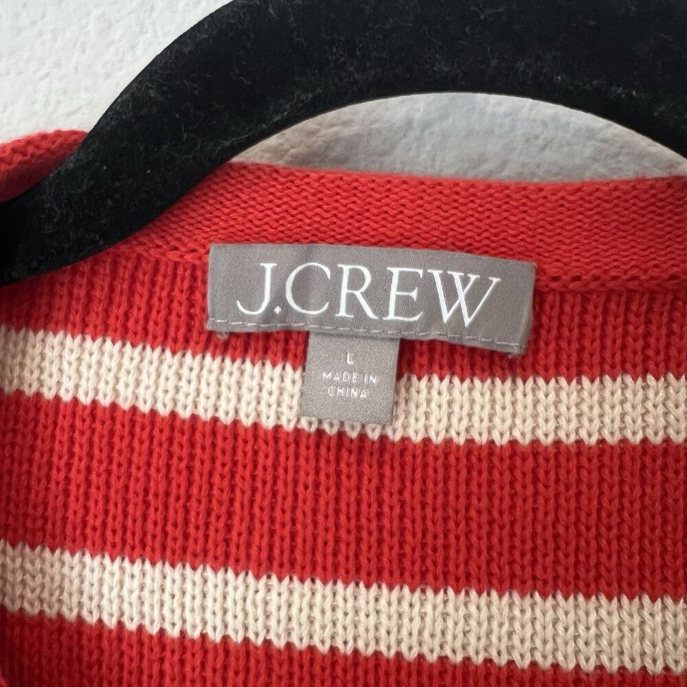 J Crew Cardigan Emilie Lady Sweater Jacket Moroccan Red & Sand Cream Large - Picture 3 of 8